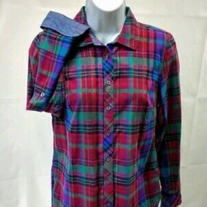 NWT Talbots Plaid Button Down Shirt in Petite